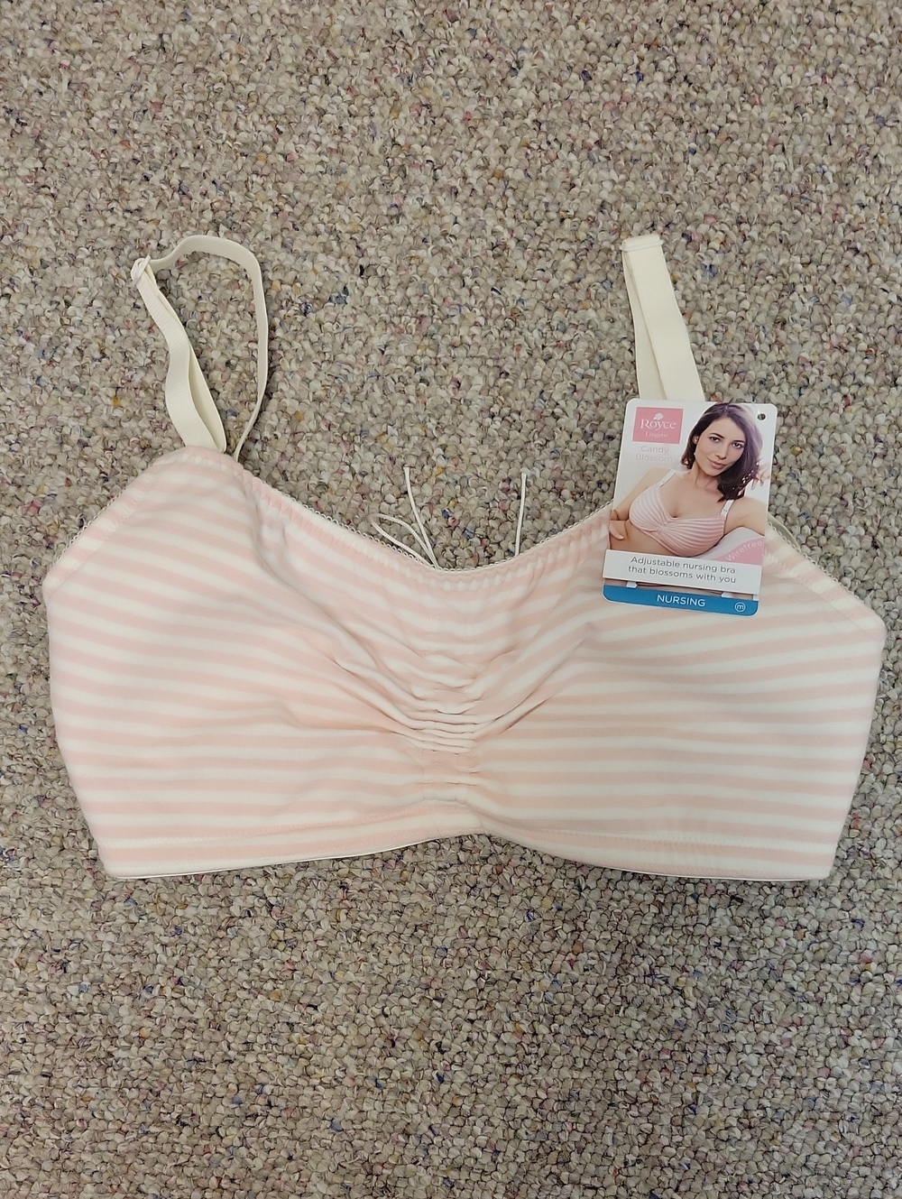 Royce Nursing Bra - Pink Striped Comfort Bra. 34E/F/FF New Adjustable